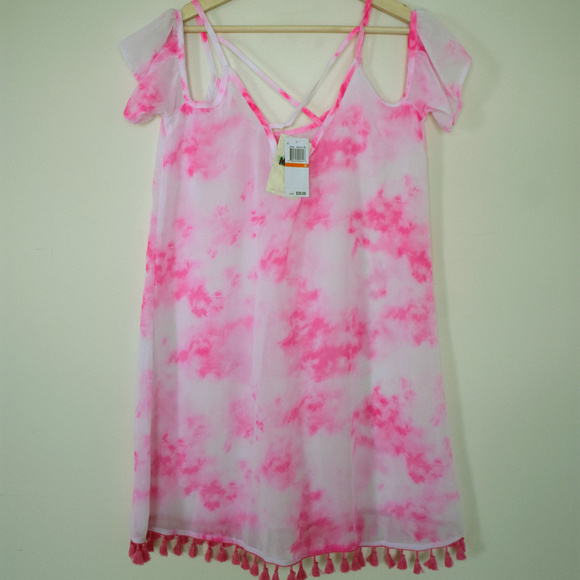 Miken Tie-Dyed Swimsuit Cover-Up Cold Shoulder - Picture 3 of 4